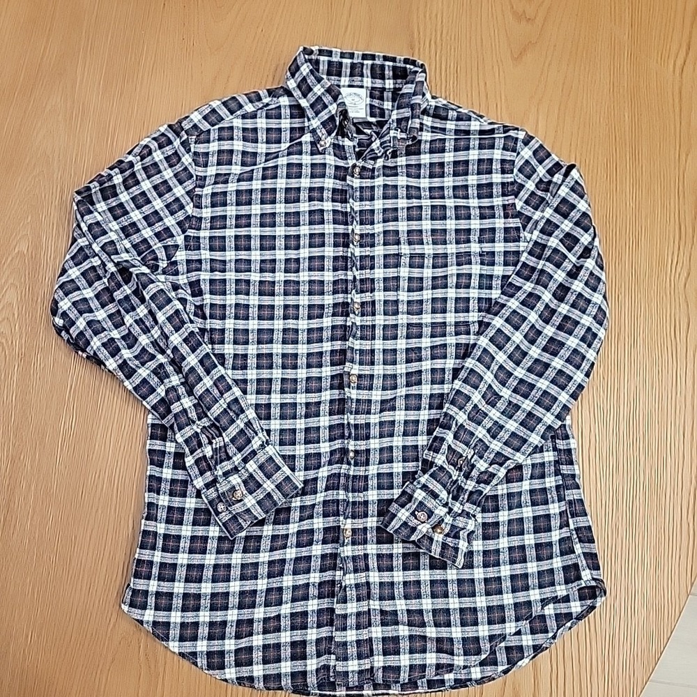 Brooks Brothers Shirt Men's Medium Regent Plaid Button Down Flannel Cotton